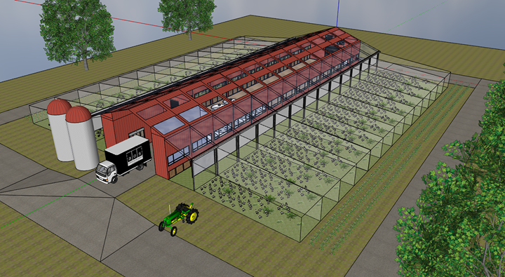 Perspective render highlighting natural ventilation louvers