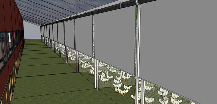Perspective render showing biosecure entry sequence